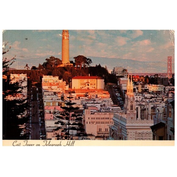 Postcard 1973 Telegraph Hill and the Famous Coit Tower San Francisco California - Picture 1 of 2